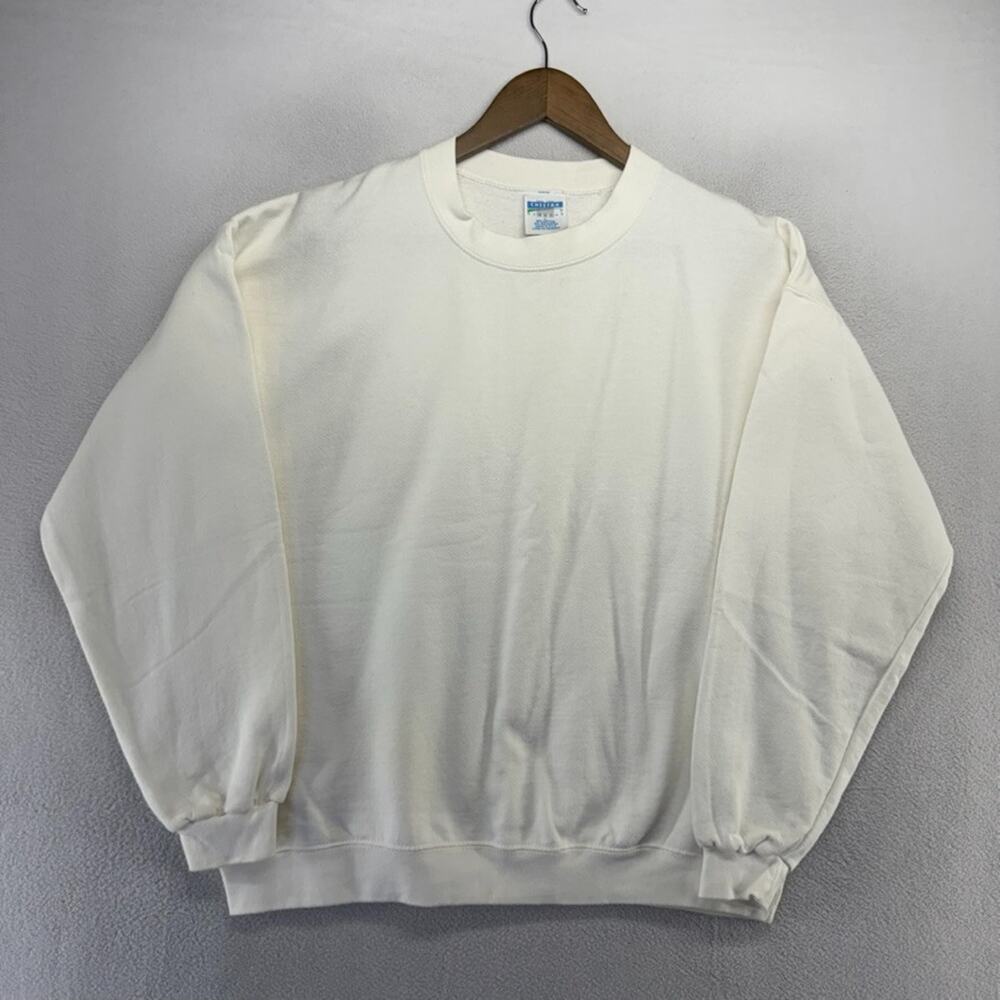 Vintage Blank Sweatshirt Men's Large White Crewneck USA made Cheetah Mervyns 90s